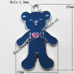 Zinc Alloy Enamel Pendant, Bear 27x17mm Hole:1.5mm, Sold by Group