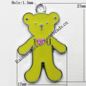 Zinc Alloy Enamel Pendant, Bear 27x17mm Hole:1.5mm, Sold by Group