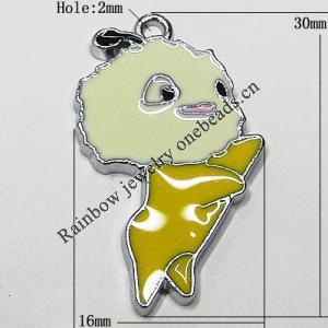 Zinc Alloy Enamel Pendant, 30x16mm Hole:2mm, Sold by Group