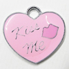 Zinc Alloy Enamel Pendant, Heart 21x20mm Hole:3mm, Sold by Group