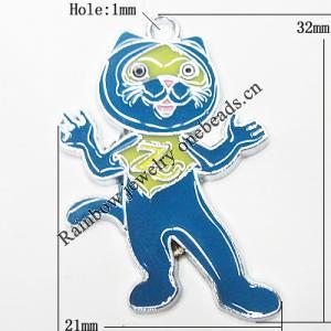 Zinc Alloy Enamel Pendant, Animal 32x21mm Hole:1mm, Sold by Group