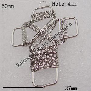 Iron Thread Component Handmade Lead-free, 50x37mm Hole:4mm Sold by Bag
