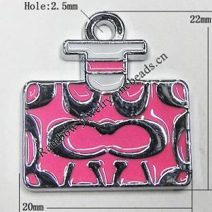 Zinc Alloy Enamel Pendant, Bag 22x20mm Hole:2.5mm, Sold by Group