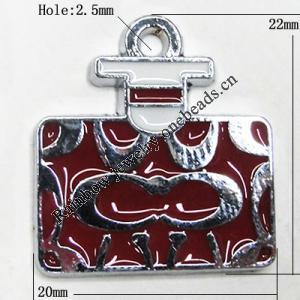 Zinc Alloy Enamel Pendant, Bag 22x20mm Hole:2.5mm, Sold by Group