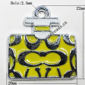 Zinc Alloy Enamel Pendant, Bag 22x20mm Hole:2.6mm, Sold by Group