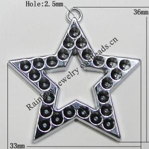 Zinc Alloy Enamel Pendant, Star 36x33mm Hole:2.5mm, Sold by Group