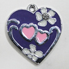 Zinc Alloy Enamel Pendant, Heart 19x20mm Hole:1.5mm, Sold by Group