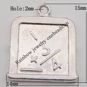 Pendant Zinc Alloy Jewelry Findings Lead-free , 15x14mm Hole:2mm Sold by Bag
