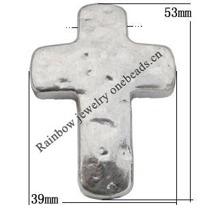 Pendant Zinc Alloy Jewelry Findings Lead-free , Cross 53x39x13mm Sold by Bag