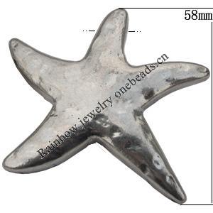 Pendant Zinc Alloy Jewelry Findings Lead-free , Star 58x9mm Sold by Bag