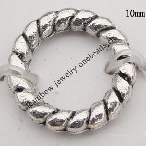 European Style Beads Zinc Alloy Jewelry Findings Lead-free , Donut 10x6mm, Sold by Bag