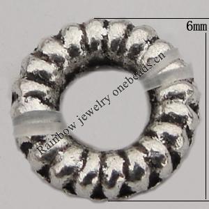 European Style Beads Zinc Alloy Jewelry Findings Lead-free , Donut 6x3mm, Sold by Bag