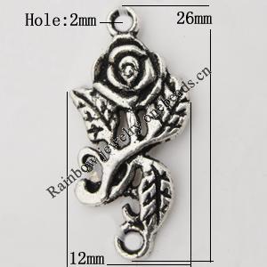 Connector Zinc Alloy Jewelry Findings Lead-free , 26x12mm Hole:2mm Sold by Bag