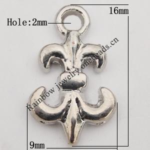 Pendant Zinc Alloy Jewelry Findings Lead-free , 16x9mm Hole:2mm Sold by Bag