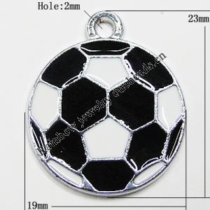 Zinc Alloy Enamel Pendant, Bll 23x19mm Hole:2mm, Sold by Group