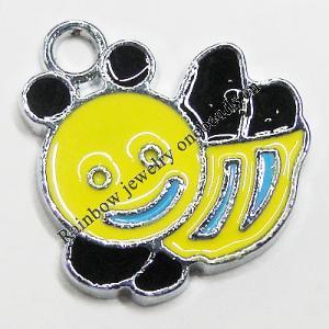 Zinc Alloy Enamel Pendant, Bee 16x15mm Hole:2mm, Sold by Group