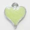 Resin Luminous Pendant, Heart 14x12mm Hole:2mm, Sold by Bag