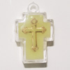 Resin Pendent with copper Beads, Luminous, Cross 24x16mm Hole:2.7mm, Sold by Bag