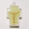 Resin Pendent with copper Beads, Luminous, Cross 24x16mm Hole:2.7mm, Sold by Bag