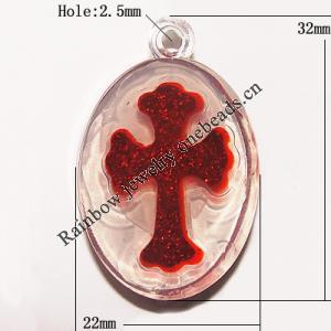 Resin Pendent, Flat Round 32x22mm Hole:2.5mm, Sold by Bag