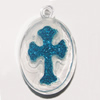 Resin Pendent, Flat Round 32x22mm Hole:2.5mm, Sold by Bag