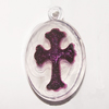 Resin Pendent, Flat Round 32x22mm Hole:2.5mm, Sold by Bag