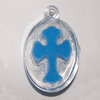 Resin Pendent, Flat Round 32x22mm Hole:2.5mm, Sold by Bag