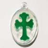 Resin Pendent, Flat Round 32x22mm Hole:2.5mm, Sold by Bag