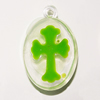 Resin Pendent, Flat Round 32x22mm Hole:2.5mm, Sold by Bag