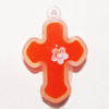 Resin Pendent, Cross 35x24mm Hole:2.5mm, Sold by Bag