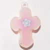 Resin Pendent, Cross 35x24mm Hole:2.5mm, Sold by Bag