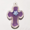 Resin Pendent, Cross 35x24mm Hole:2.5mm, Sold by Bag