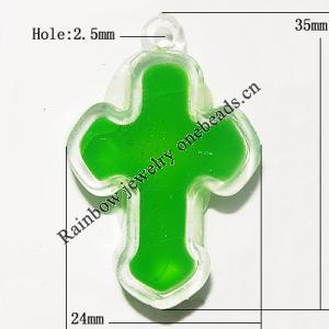 Resin Pendent, Cross 35x24mm Hole:2.5mm, Sold by Bag