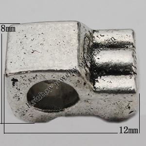 European Style Beads Zinc Alloy Jewelry Findings Lead-free , 12x8x8mm, Hole:5mm Sold by Bag