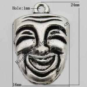 Pendant Zinc Alloy Jewelry Findings Lead-free , 24x16mm Hole:1mm Sold by Bag