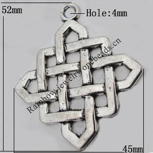 Pendant Zinc Alloy Jewelry Findings Lead-free , 52x45mm Hole:4mm Sold by Bag
