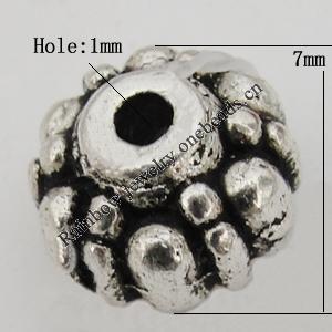 Spacer Zinc Alloy Jewelry Findings Lead-free , 7x6mm Hole:1mm Sold by Bag