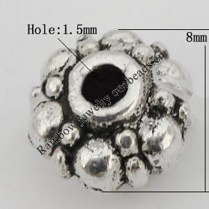 Spacer Zinc Alloy Jewelry Findings Lead-free , 8x6mm Hole:1.5mm Sold by Bag