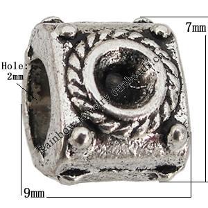 Bead Zinc Alloy Jewelry Findings Lead-free, 9x7mm, Hole:2mm Sold by Bag