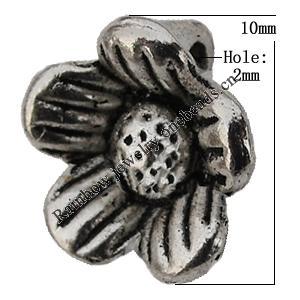 Bead Zinc Alloy Jewelry Findings Lead-free, Flower 10mm, Hole:2mm Sold by Bag