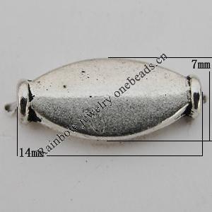 Bead Zinc Alloy Jewelry Findings Lead-free, 14x7mm, Hole:1mm Sold by Bag