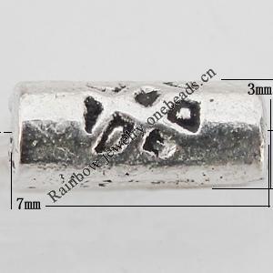 Bead Zinc Alloy Jewelry Findings Lead-free, Tube 7x3mm, Hole:1mm Sold by Bag