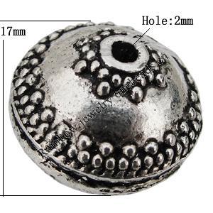 Bead Zinc Alloy Jewelry Findings Lead-free, Flat Round 17x14mm, Hole:2mm Sold by Bag