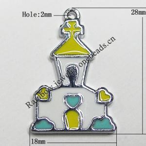 Zinc Alloy Enamel Pendant, House 28x18mm Hole:2mm, Sold by Group