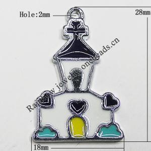 Zinc Alloy Enamel Pendant, House 28x18mm Hole:2mm, Sold by Group