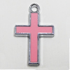 Zinc Alloy Enamel Pendant, Cross 26x11mm Hole:2.5mm, Sold by Group