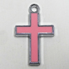 Zinc Alloy Enamel Pendant, Cross 26x11mm Hole:2.5mm, Sold by Group