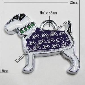 Zinc Alloy Enamel Pendant, Dog 25x18mm Hole:3mm, Sold by Group