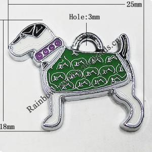 Zinc Alloy Enamel Pendant, Dog 25x18mm Hole:3mm, Sold by Group