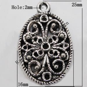 Pendant Zinc Alloy Jewelry Findings Lead-free, 25x16mm Hole:2mm Sold by Bag